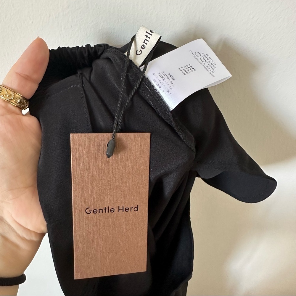 Nwt Gentle Herd Black 100% Silk Wide Leg Cropped Pants Size Small — image 5 of 7